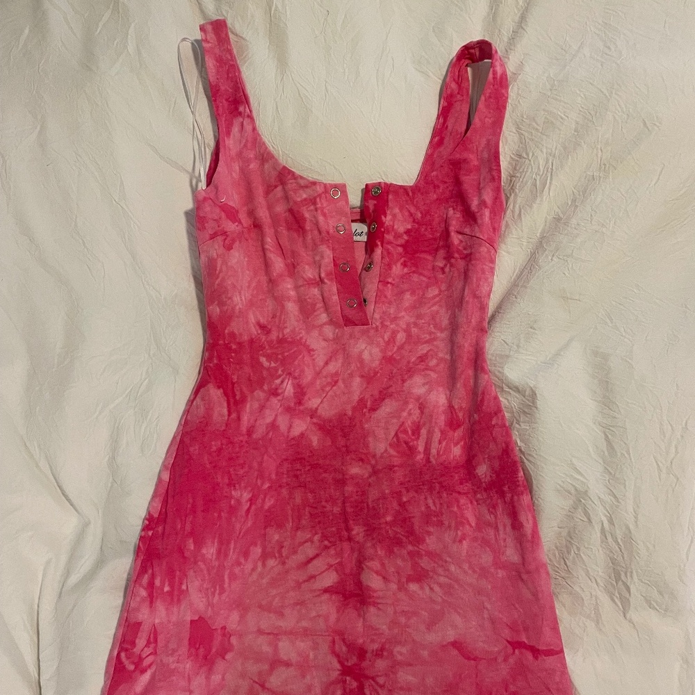 Pink tie dye cotton mini dress